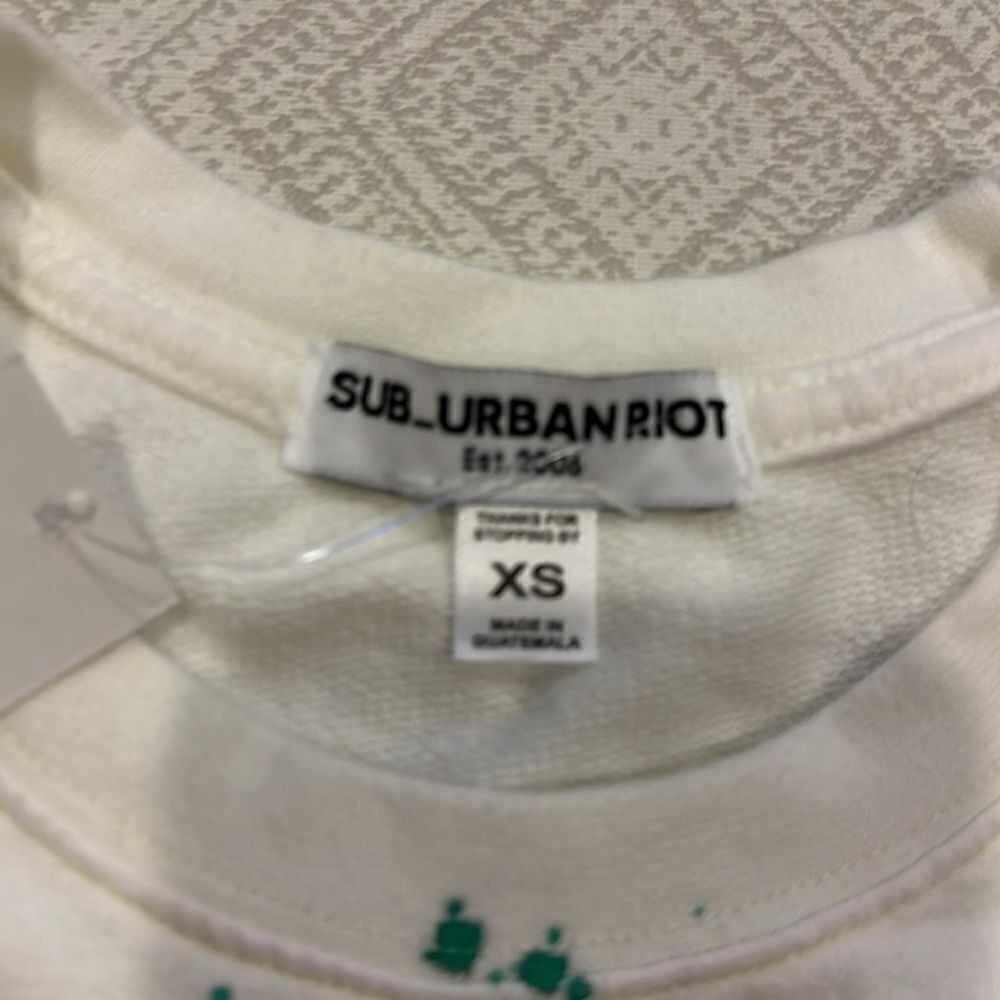 Sub_urban Riot Women’s White Splatter Paint Sweatshirt Small - Picture 4 of 6